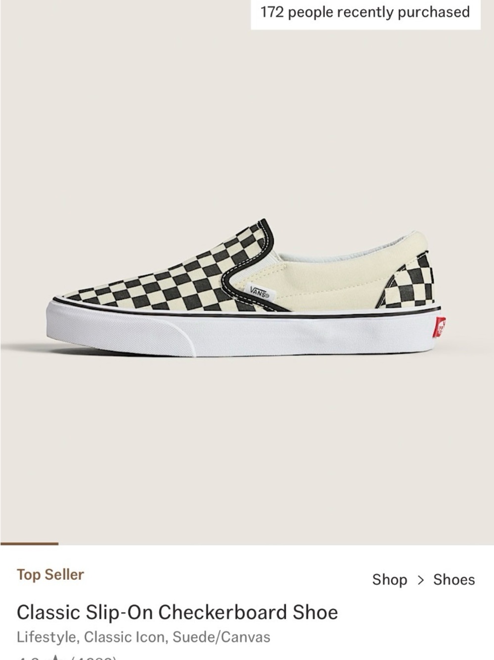Vans Checkerboard Slip-On in Black & Cream